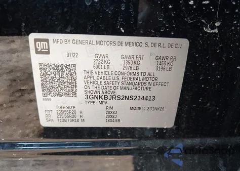 2022 Chevrolet Blazer Awd 3Lt z USA, uszkodzony, nr VIN 3GNKBJRS2NS214413